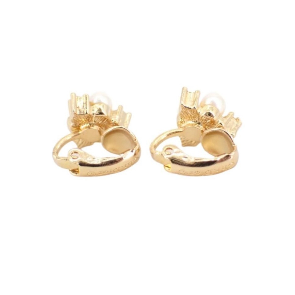 Dior Clip-on Gold toned and White Pearl Cluster Earrings - Picture 2 of 3